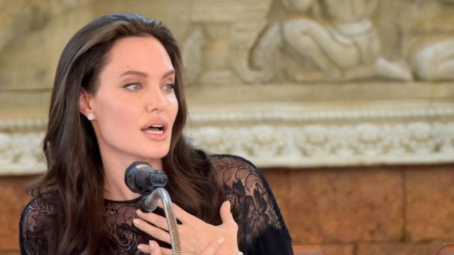 Angelina Jolie condemns Israel for attacks on civilians in Gaza.