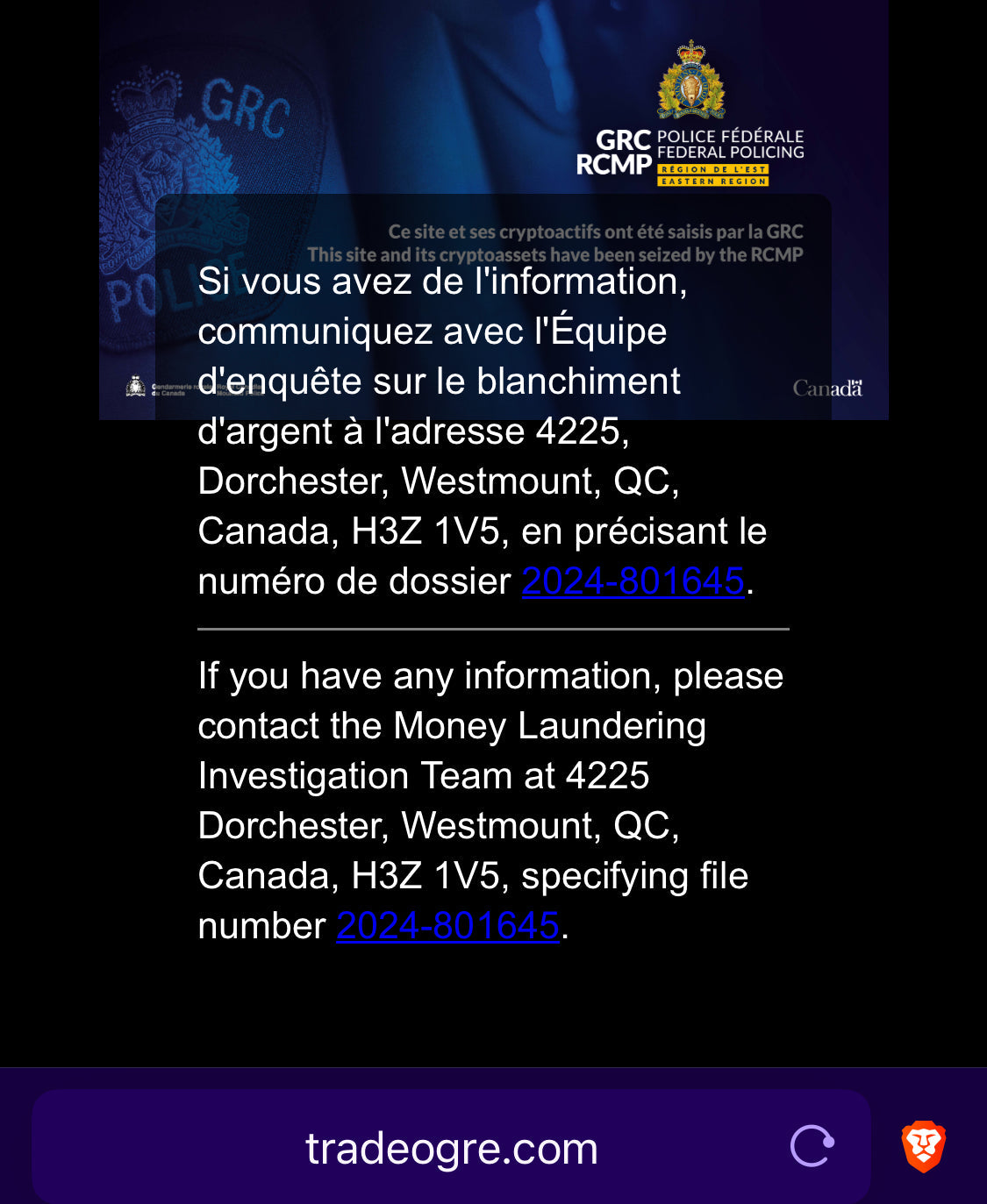 It’s official TradeOgre busted by Canada